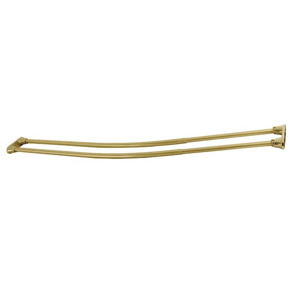 6072 Stainless Steel Adjustable Double Curved Shower Curtain Rod, Brushed Brass